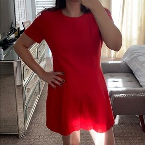 Short sleeve red romper with pockets